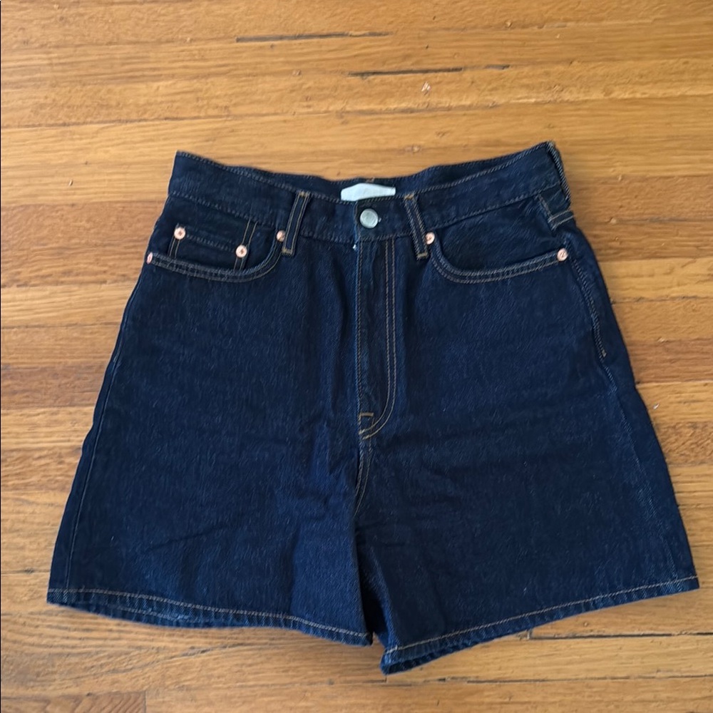 COS Blue Jean Shorts High-Waisted Relaxed Fit